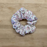 MLV White Lila Flowers Scrunchie Medium