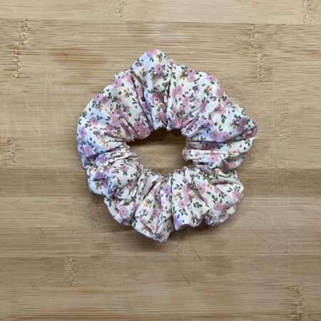 MLV White Lila Flowers Scrunchie Medium